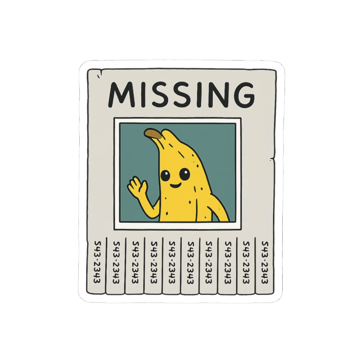 Missing Banana Man Whimsical Sticker