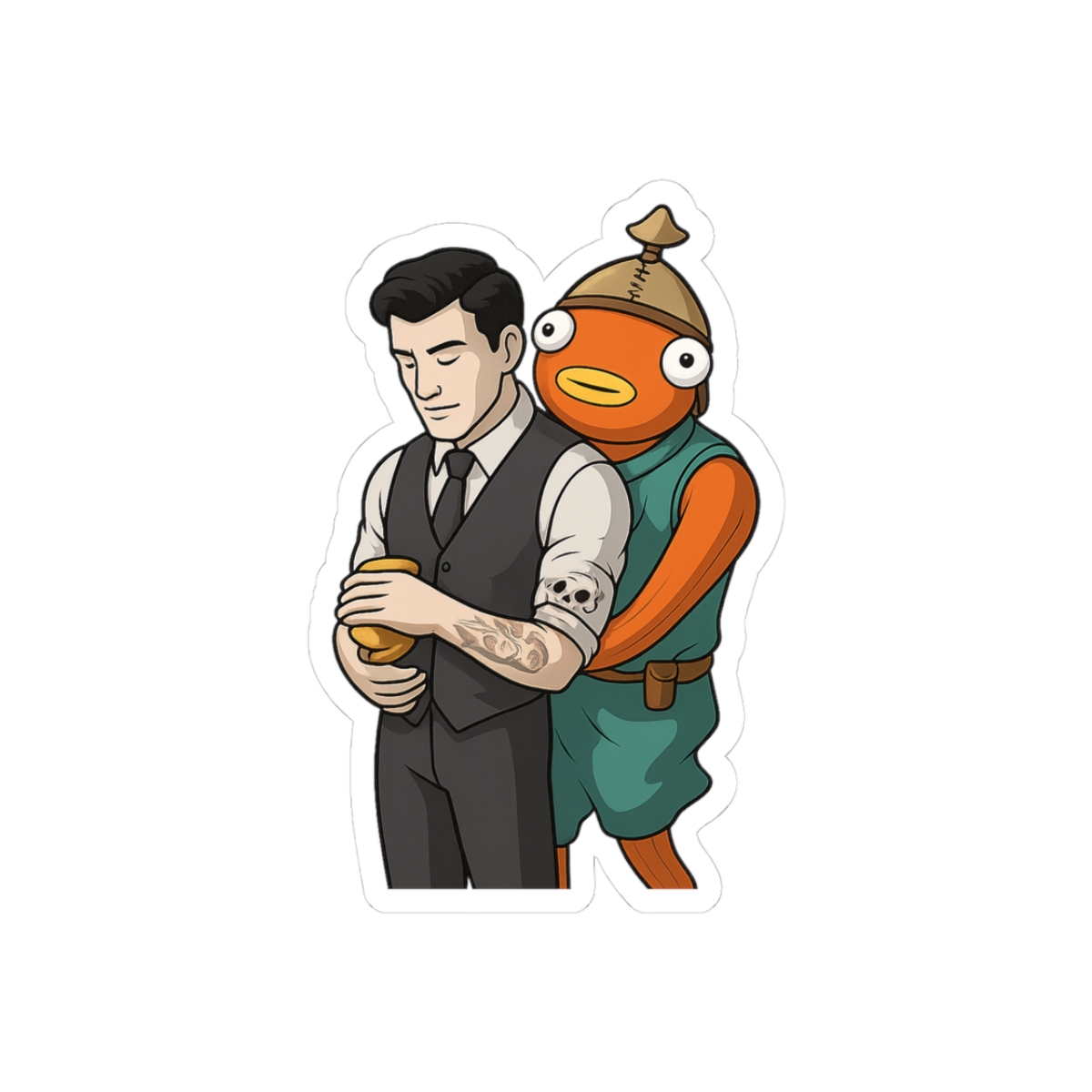 Glowing Midas Fishstick Fortnite Mashup Quirky Sticker